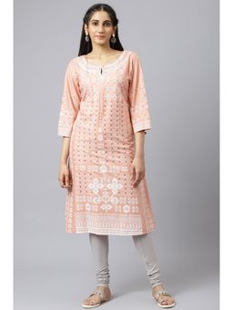 W - Orange Geometric Kurta