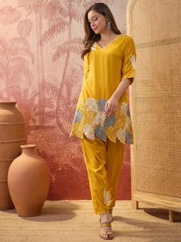 Four Steps - Mustard Embroidered Co-Ord Set
