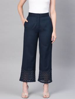 Juniper - Blue Women's Cotton Flex Solid Pant