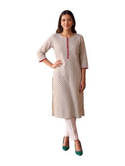 Rangita - Womens Off White Rayon Embroidered Straight Kurta