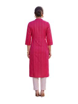 Rangita - Women Pink Rayon Printed A-Line Kurta