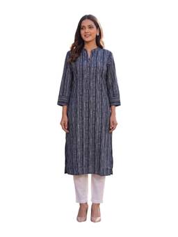 Rangita - Womens Blue Poly Viscose Printed Straight Kurta