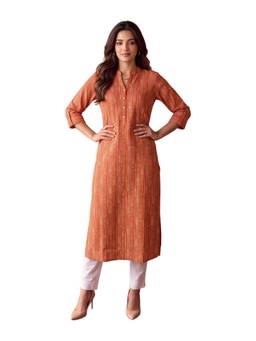 Rangita - Womens Maroon Poly Viscose Printed Straight Kurta