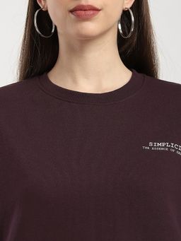 R&B - Purple Cotton Relaxed Fit Women Sweatshirt