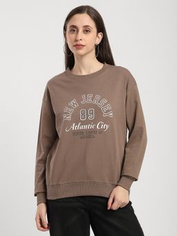 R&B - Brown Cotton Regular Fit Women's Sweatshirt