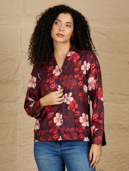 Kibo - Women Red Polyester Floral Shirt