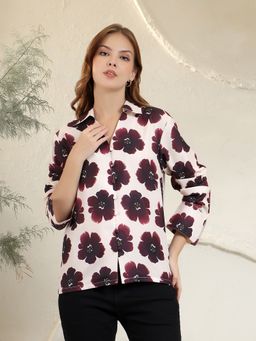 Kibo - Women White Polyester Floral Shirt