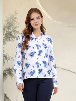 Kibo - Women White Linen Floral Shirt