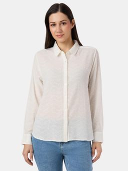 Pepe Jeans - Women White Cotton Textured Shirt
