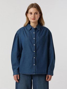 Pepe Jeans - Women Blue Pure Cotton Solid Shirt