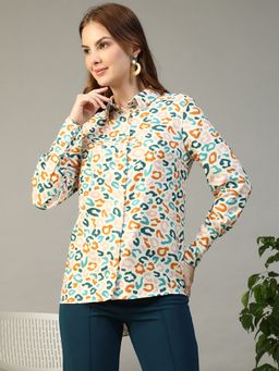 Oxolloxo - Women Multicoloured Viscose Animal Print Shirt