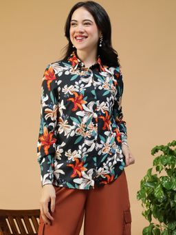 Oxolloxo - Women Multicoloured Viscose Floral Shirt