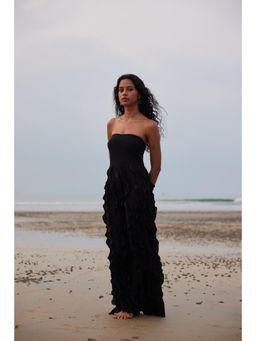 Twinkle Hanspal - Strapless Maxi Dress with Frills Detailing