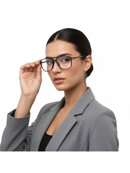 HASHTAG EYEWEAR - Unisex Blulite Clear Lens Square Full Rim Eyeglass-Nekcc-1160022-Blk (52)