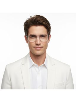 HASHTAG EYEWEAR - Unisex Blulite Clear Lens Square Full Rim Eyeglass-Nekcc-1160022-L.Gry-Wht (52)