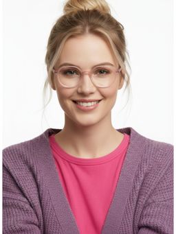 HASHTAG EYEWEAR - Unisex Idefend Clear Lens Round Full Rim Eyeglass-Nekcc-1160092-Pnk (49)