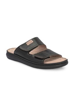 Delize - Black Delize Light Leather Men's Leather Double Strap Sandal