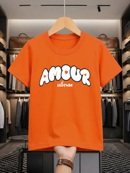 LEOTUDE - Orange Kid's Oversized Cotton T-Shirt
