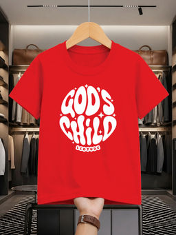 LEOTUDE - Red Kid's Oversized Round Neck T-Shirt