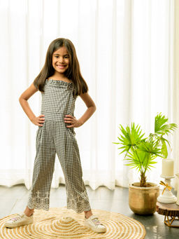 Fairies Forever - Black & White Check Jumpsuit with Embroidery