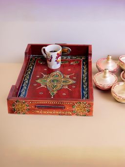 Gleevers - Ekhasa Wooden Handpainted, Mango Wood Tray