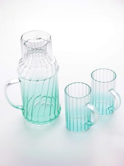 Gleevers - Borosilicate Glass Water Jug with Lid (1200ml) & 2 Cups (280ml)