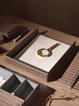 Pure Home + Living - Brown Croco Texture Faux Leather Tray