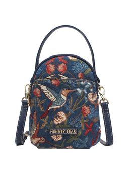 HENNEY BEAR - Blue Hummingbird Crossbody Bag with Detachable Strap