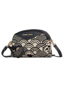 HENNEY BEAR - Black White Wave Sling Bag with Detachable Strap