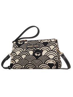 HENNEY BEAR - Black White Wave Sling Bag with Detachable Strap