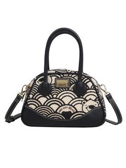 HENNEY BEAR - Black White Wave Top Handbag with Detachable Strap
