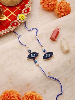 Aatmana - Eveil Eye Charm Bhaiya Bhabhi Rakhi Lumba with Roli Chawal