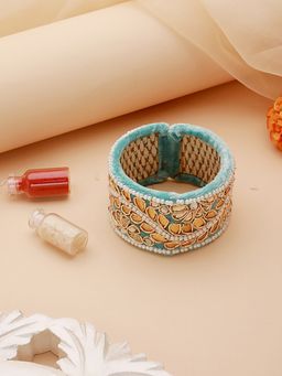 Aatmana - Beads Handwork Bangle Style Tassels Bhabhi Rakhi with Roli Chawal