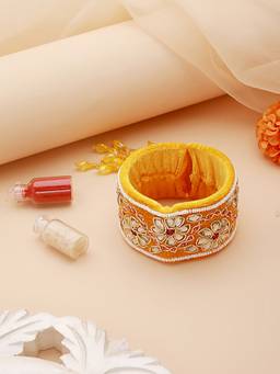Aatmana - Beads Handwork Bangle Style Tassels Bhabhi Rakhi with Roli Chawal