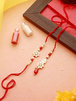 Aatmana - Kundan Studded Bhaiya & Bhabhi Rakhi Lumba with Roli Chawal
