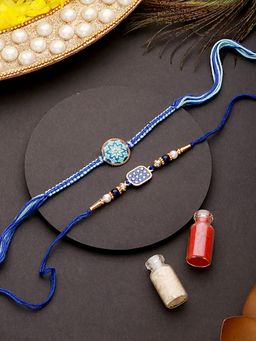 Aatmana - Enamelled & Embellished Designer Beaded Rakhi with Roli Chawal