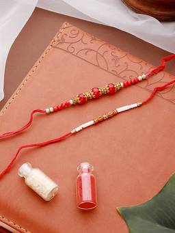 Aatmana - Pearl Beaded Thread Rakhi with Roli Chawal