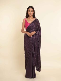 Suta - Purple Printed Viscose Rayon Saree