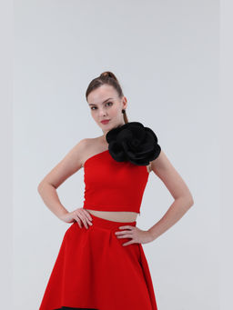 XAYA - Andrea Flower Red Crop Top