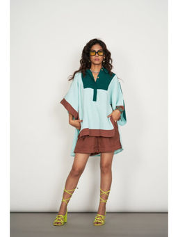 SPACE - Haya Aqua Mini Kaftan Multicolor Shirt With Shorts