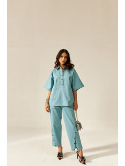 SPACE - Dolla Smoke Blue Shirt With Pant