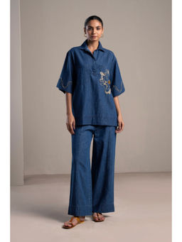 SPACE - Gelato Flora Blue Shirt With Pant