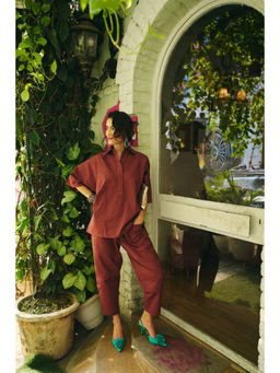 SPACE - Ikigai Downtown Maroon Shirt With Pant