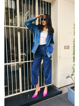 SPACE - Lana Denim Blue Shacket With Pants