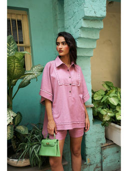 SPACE - Lychee Mini Kaftan Pink Shirt With Shorts