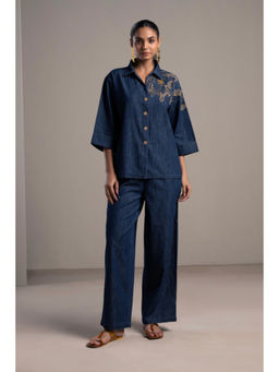 SPACE - Nappa Bloom Blue Shirt With Pant