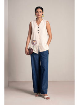 SPACE - Open Stem White Shirt With Pant