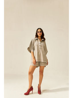SPACE - Pearl Mini Kaftan Grey Top And Shorts