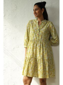 CANOOPI - Yellow Day Out Short Lime Tier Dress