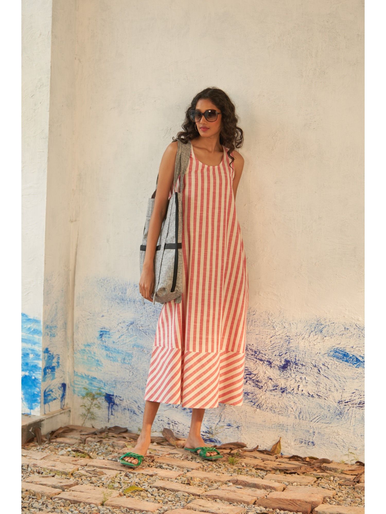 canoopi Pink Countryside Stripes Dress-picture-9